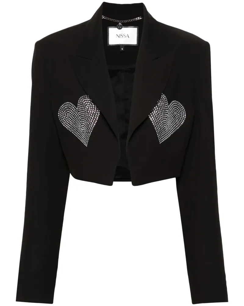 NISSA Cropped-Jacke mit Strass - Schwarz Schwarz