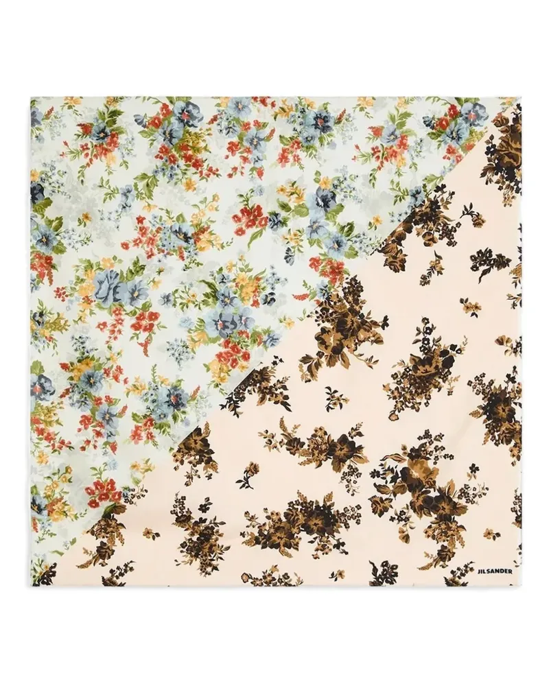 Jil Sander Seidenschal mit Blumenprint - Rosa Rosa