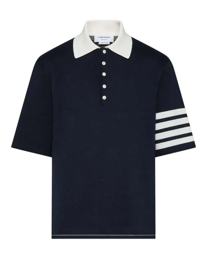 Thom Browne 4-Bar intarsia-knit polo shirt - Blau Blau