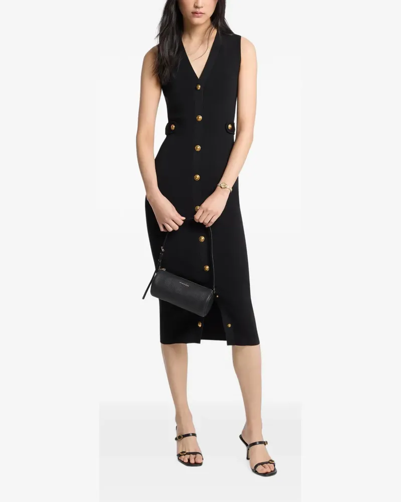 Michael Kors Midikleid mit V-Ausschnitt - Schwarz Schwarz