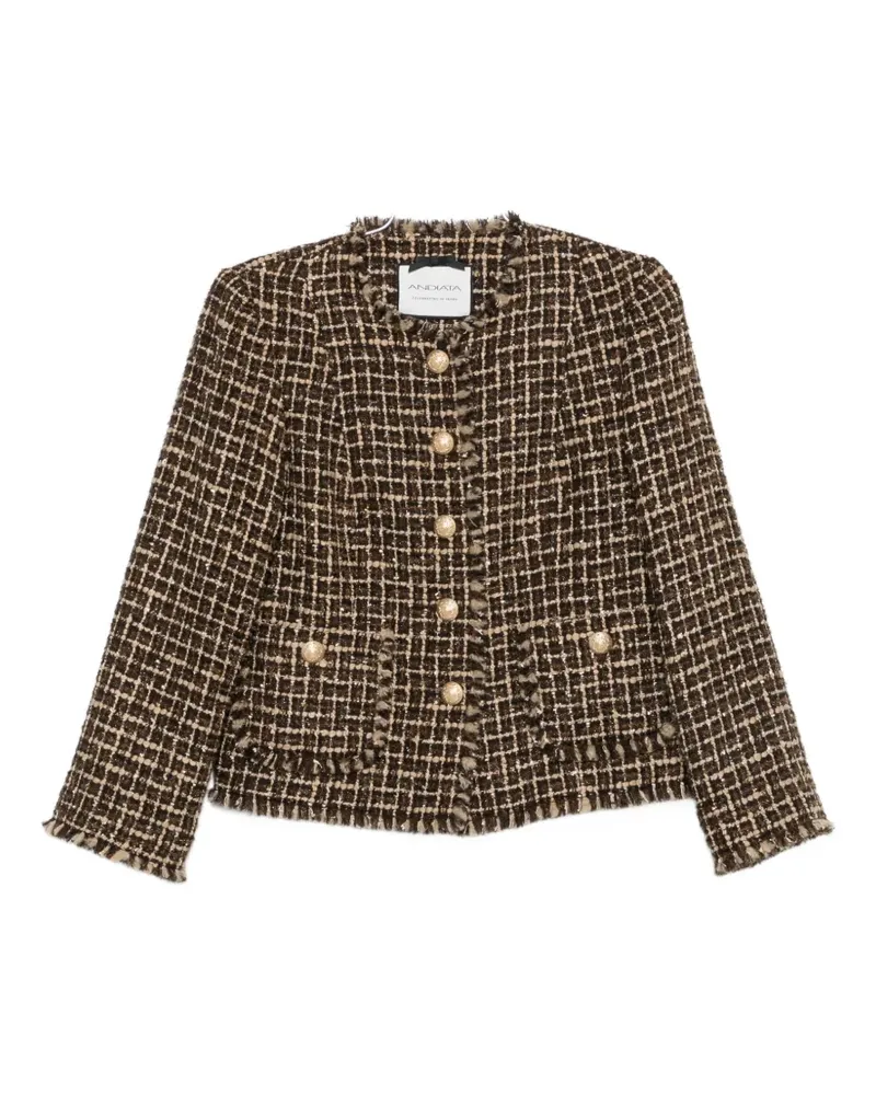 ANDIATA frayed-edge tweed jacket - Braun Braun