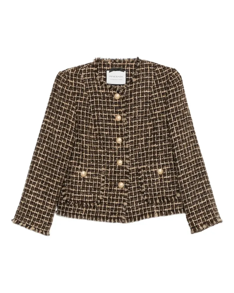 ANDIATA Tweed-Jacke mit Fransen - Braun Braun