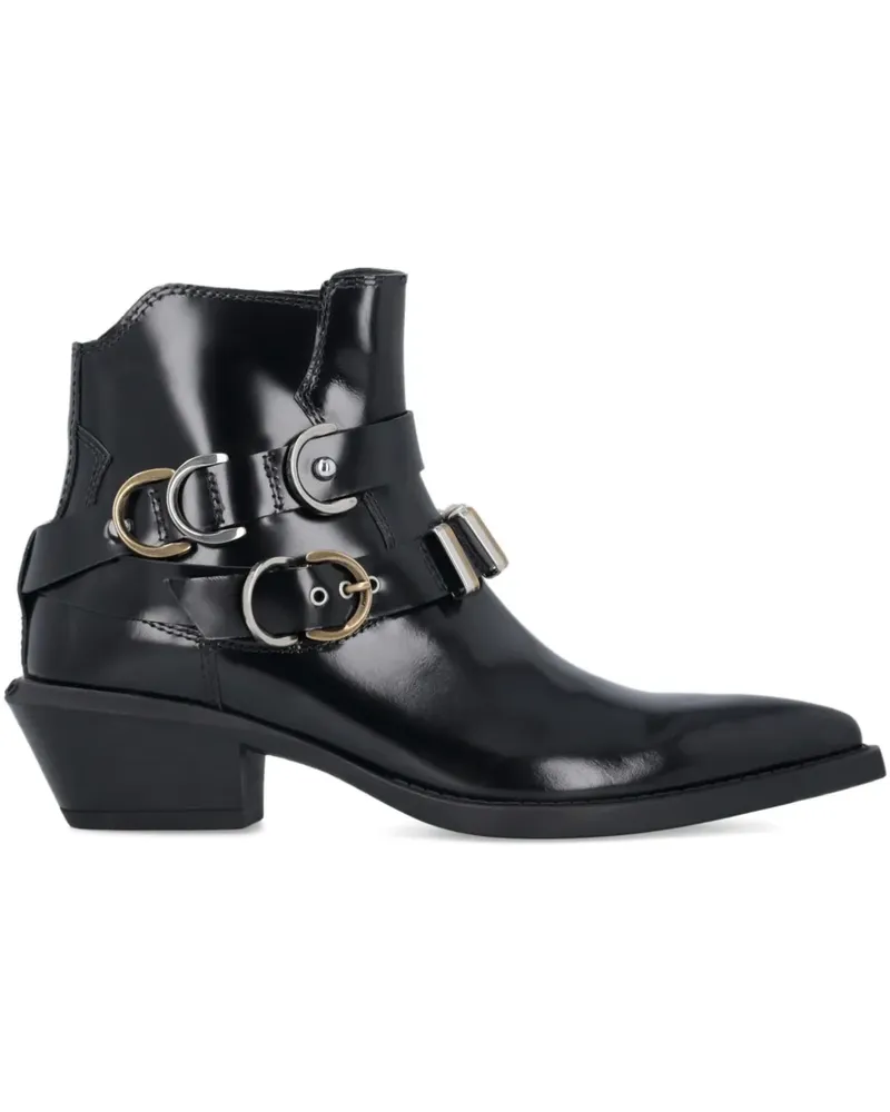 Pinko Stiefel mit Schnallenriemen 50mm - Schwarz Schwarz