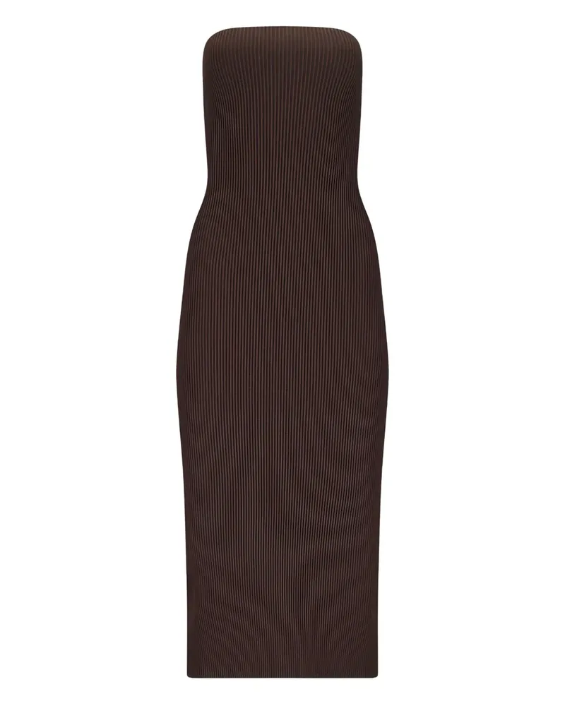 Max Mara Schulterfreies Midikleid - Braun Braun
