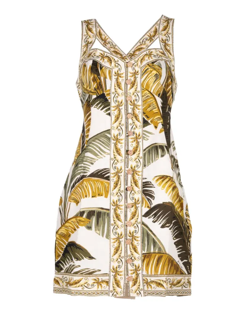 FARM Rio leaf-print mini dress - Nude Nude
