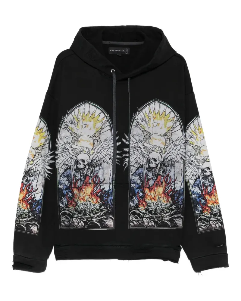 WHO DECIDES WAR skull-print hoodie - Schwarz Schwarz