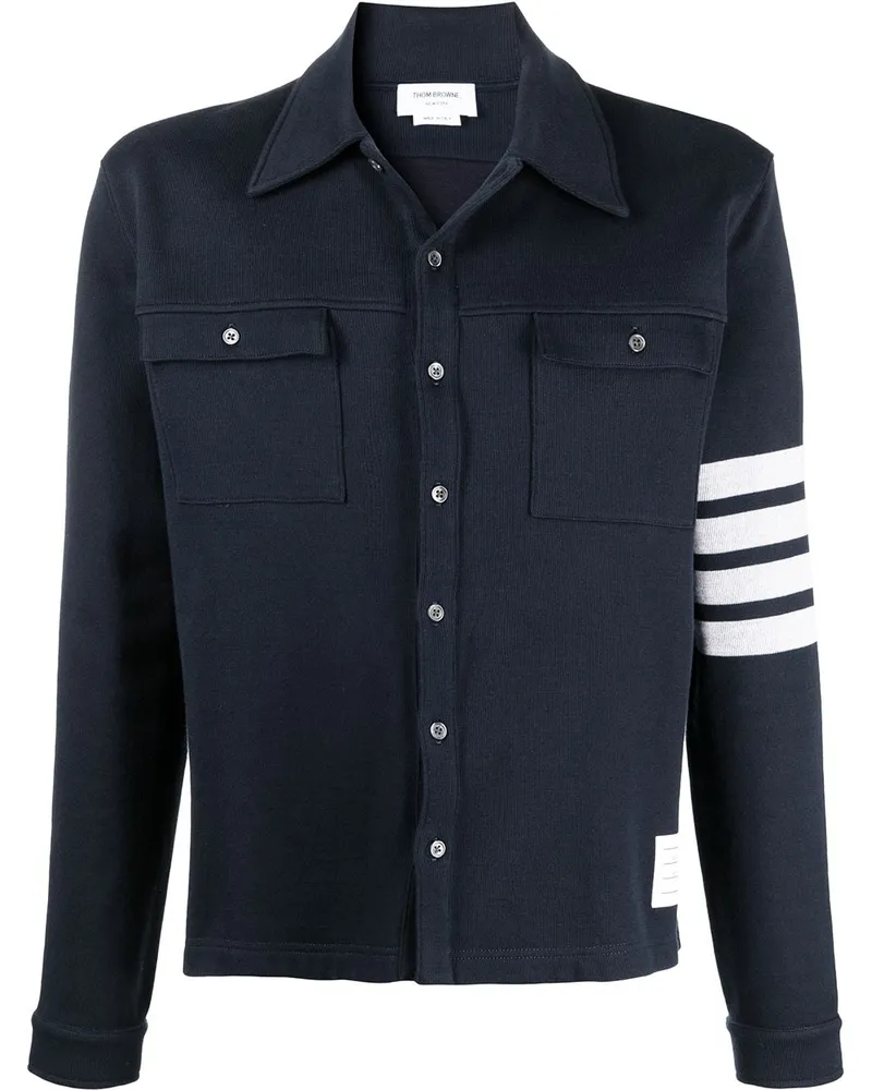 Thom Browne Geknöpfte Hemdjacke mit Streifen - Blau Blau