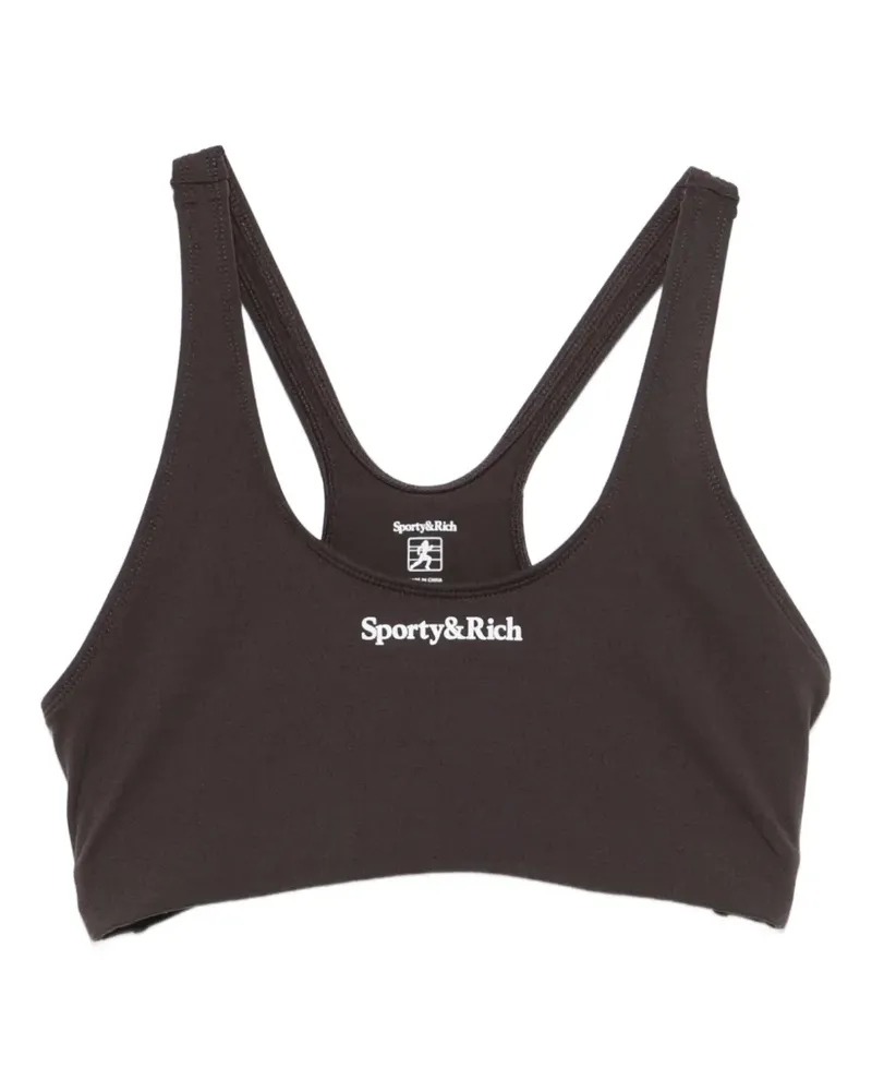 SPORTY & RICH logo-print bra - Braun Braun