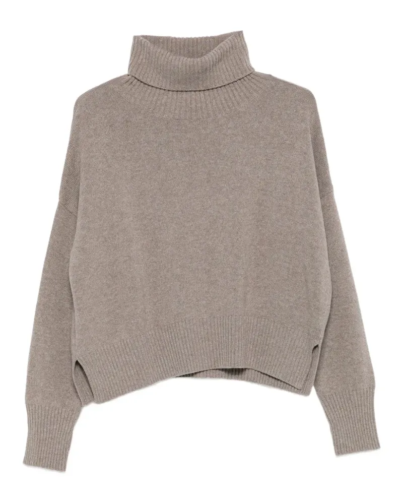 MA'RY'YA Rollkragenpullover mit seitlichem Schlitz - Nude Nude