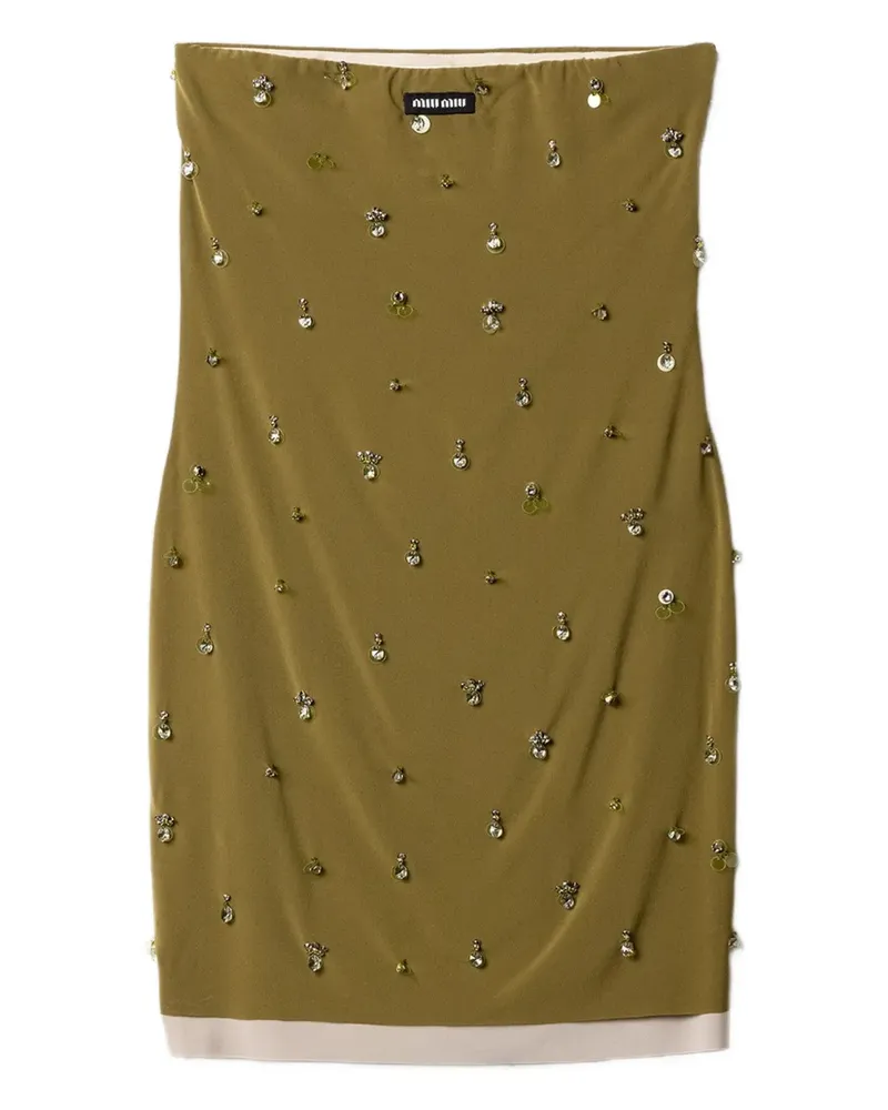 Miu Miu knit logo label mini-dress - Grün Grün