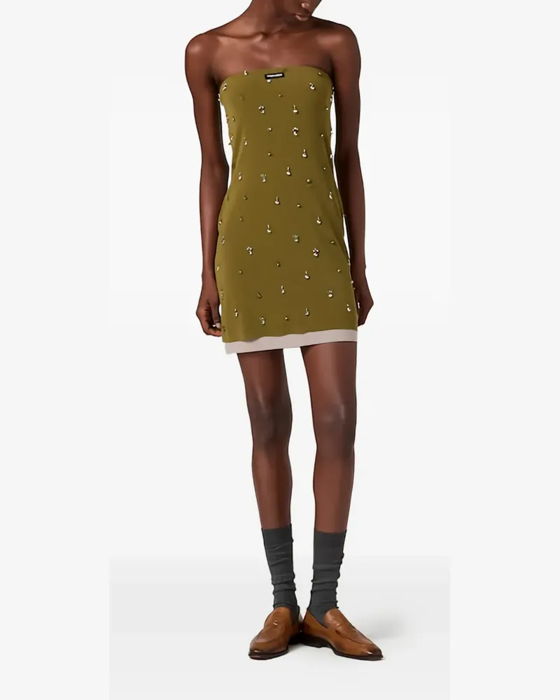 Miu Miu Besticktes Minikleid aus Georgette - Grün Grün