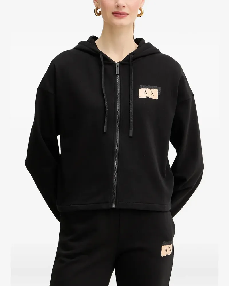 Armani Exchange Kapuzenjacke mit Reißverschluss - Schwarz Schwarz
