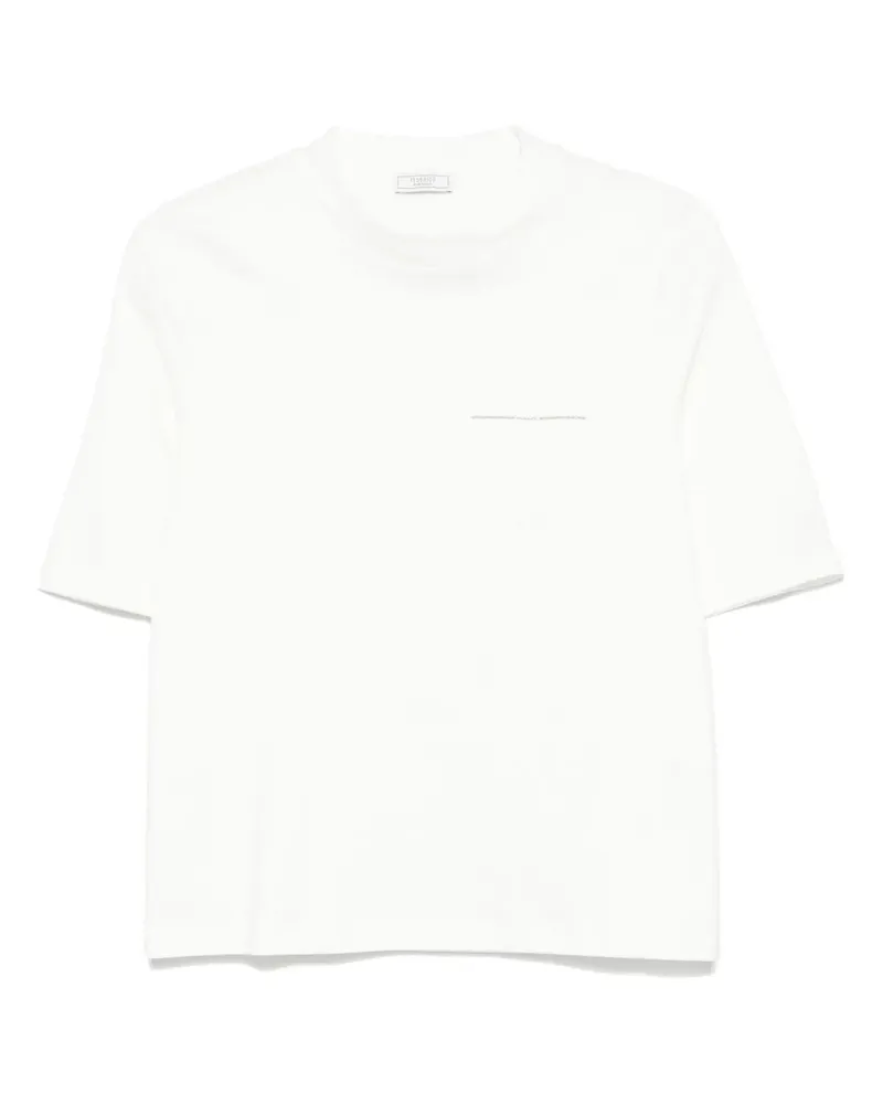 Peserico T-Shirt mit Perlenverzierung - Weiß Weiß
