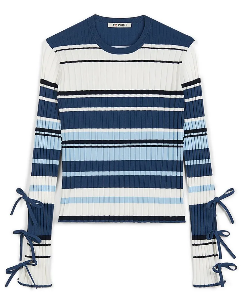 Ports 1961 Gestreifter Pullover - Blau Blau