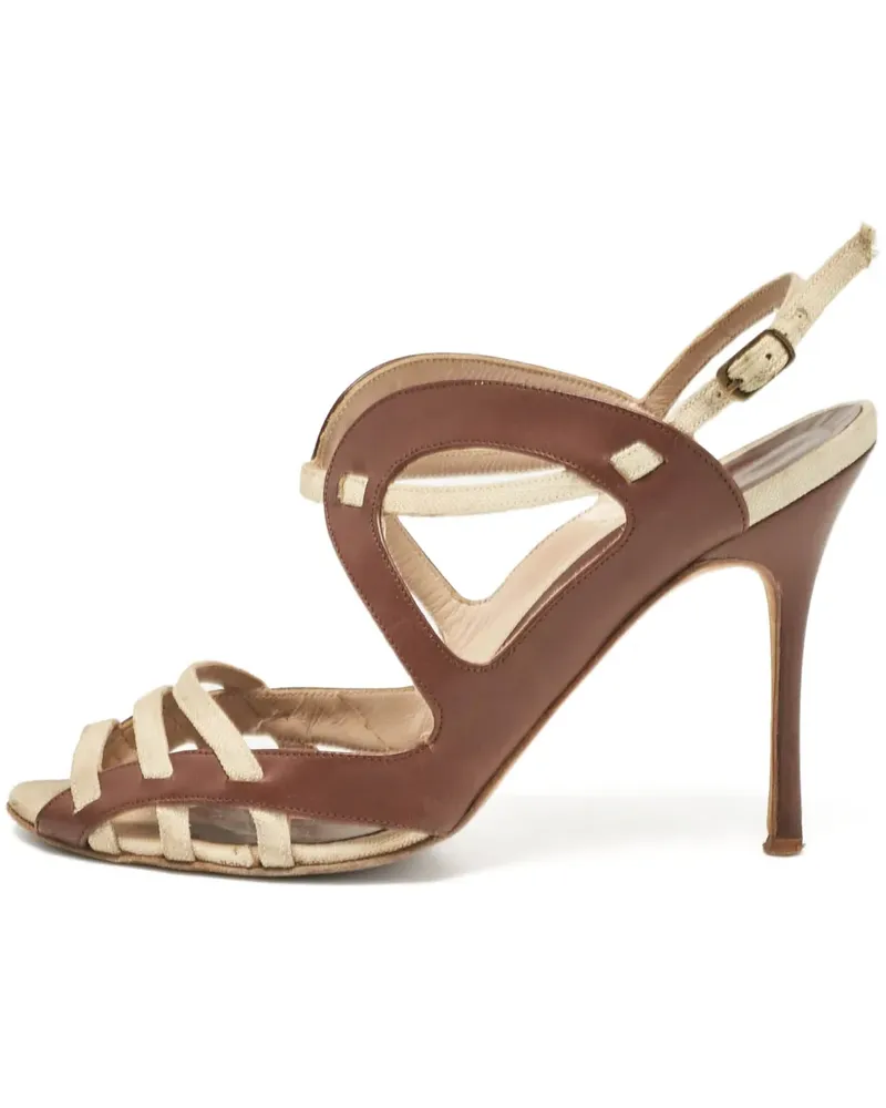 Manolo Blahnik Pre-owned Sandalen mit Cut-Out 100mm - Braun Braun