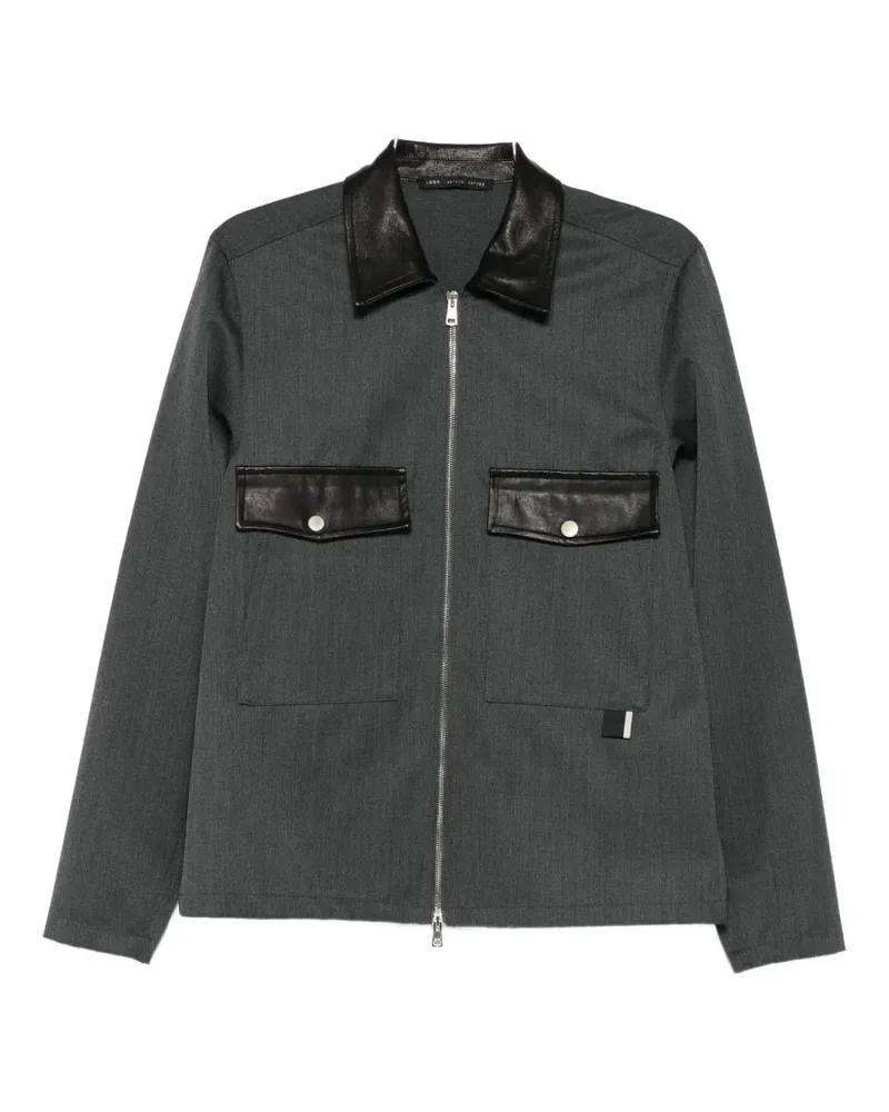 Low Brand Hemdjacke mit Lederbesatz - Grau Grau