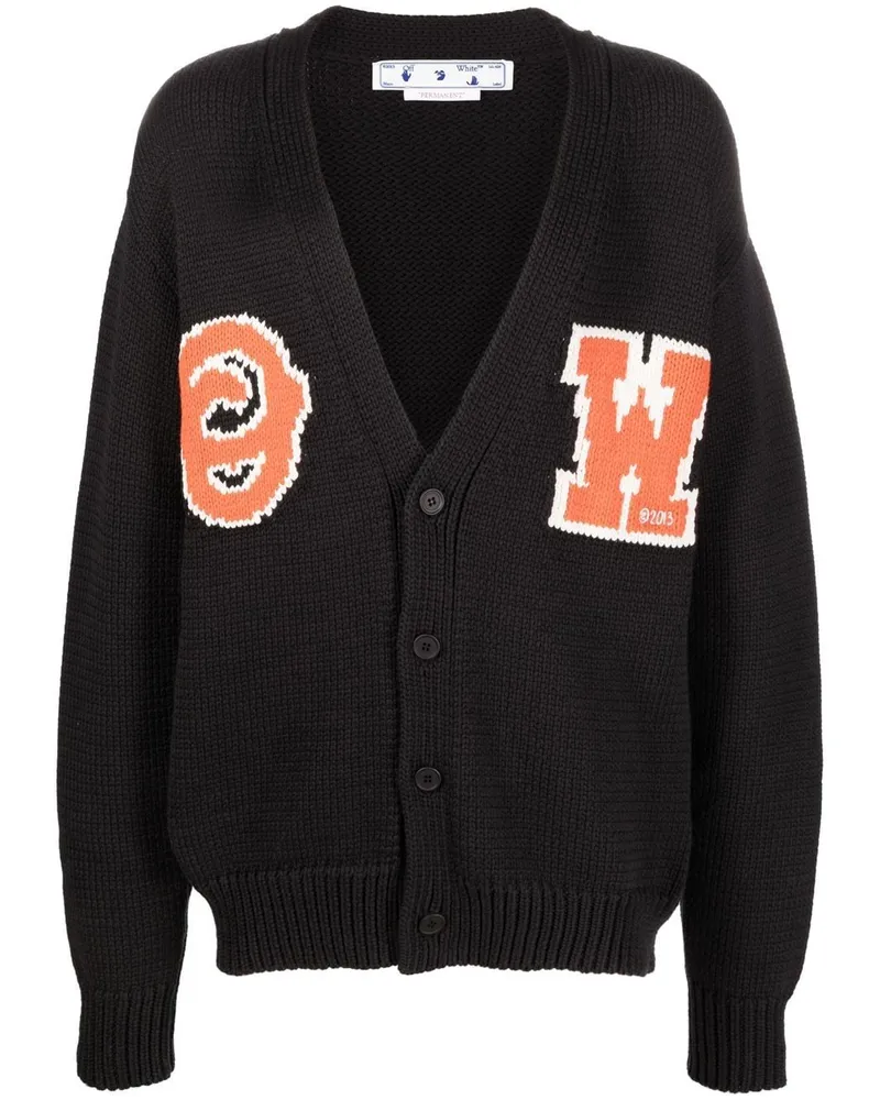 OFF-WHITE Cardigan mit Logo-Intarsie - Schwarz Schwarz