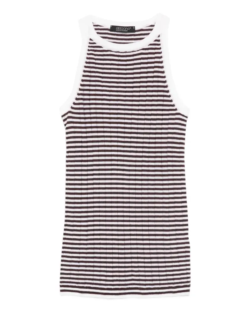 ARAGONA striped-pattern ribbed top - Weiß Weiß
