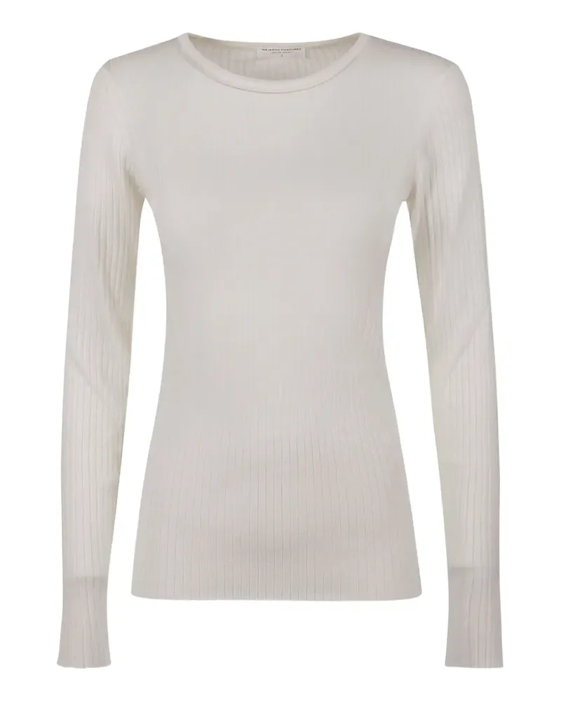 Majestic Langärmeliger Pullover aus geripptem Feinstrick - Weiß Weiß
