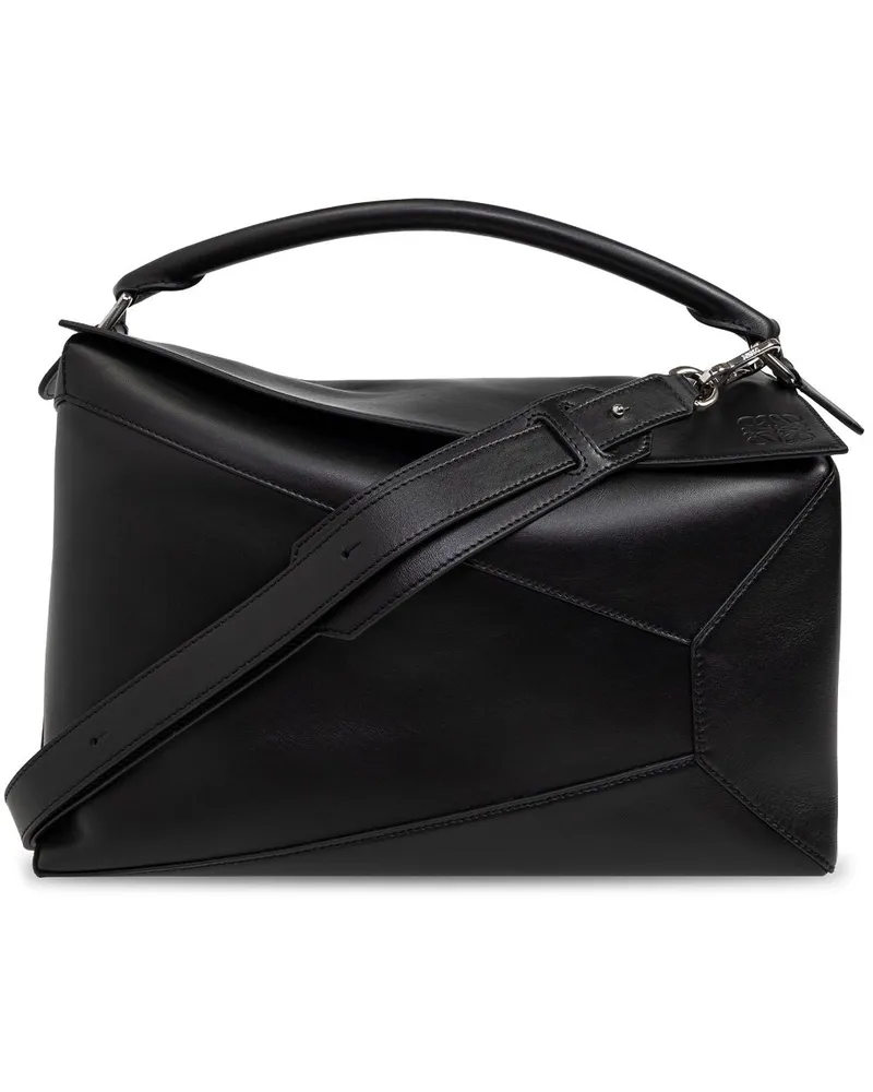Loewe Große Puzzle Edge Schultertasche - Schwarz Schwarz