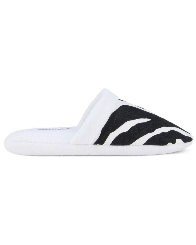 Dolce & Gabbana Slipper aus Frottee mit Zebra-Print - Weiß Weiß