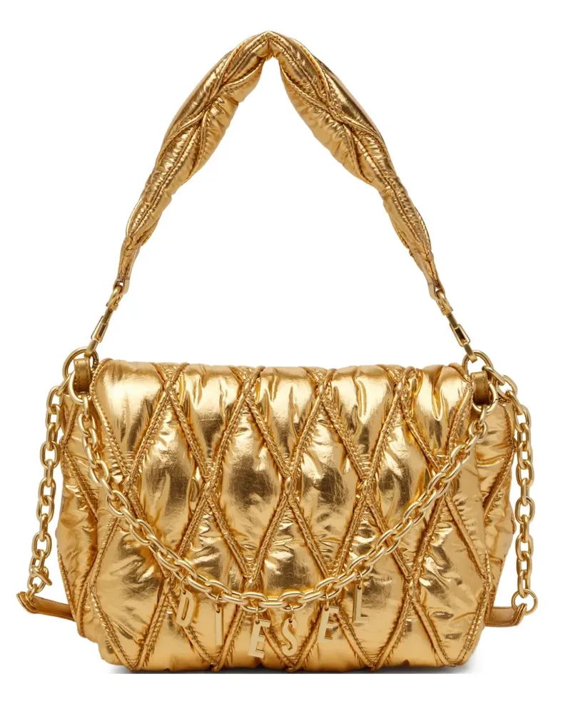 Diesel Mittelgroße Charm-D Schultertasche - Gold Gold