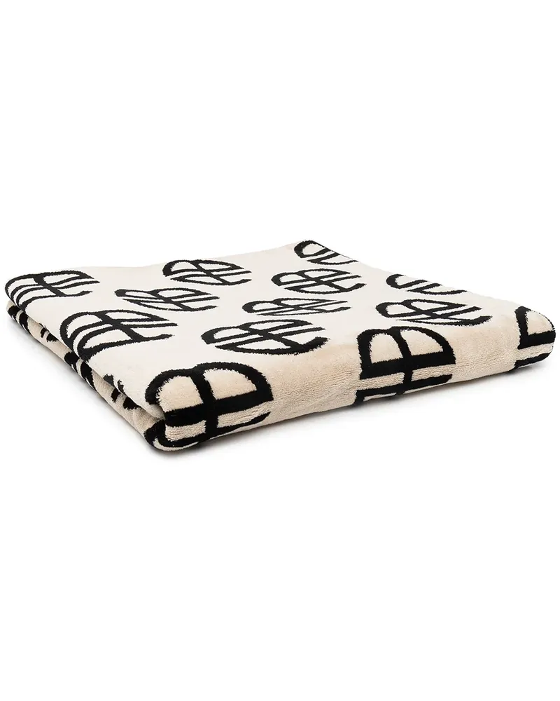 Anine Bing Badetuch mit Monogramm - Schwarz Schwarz