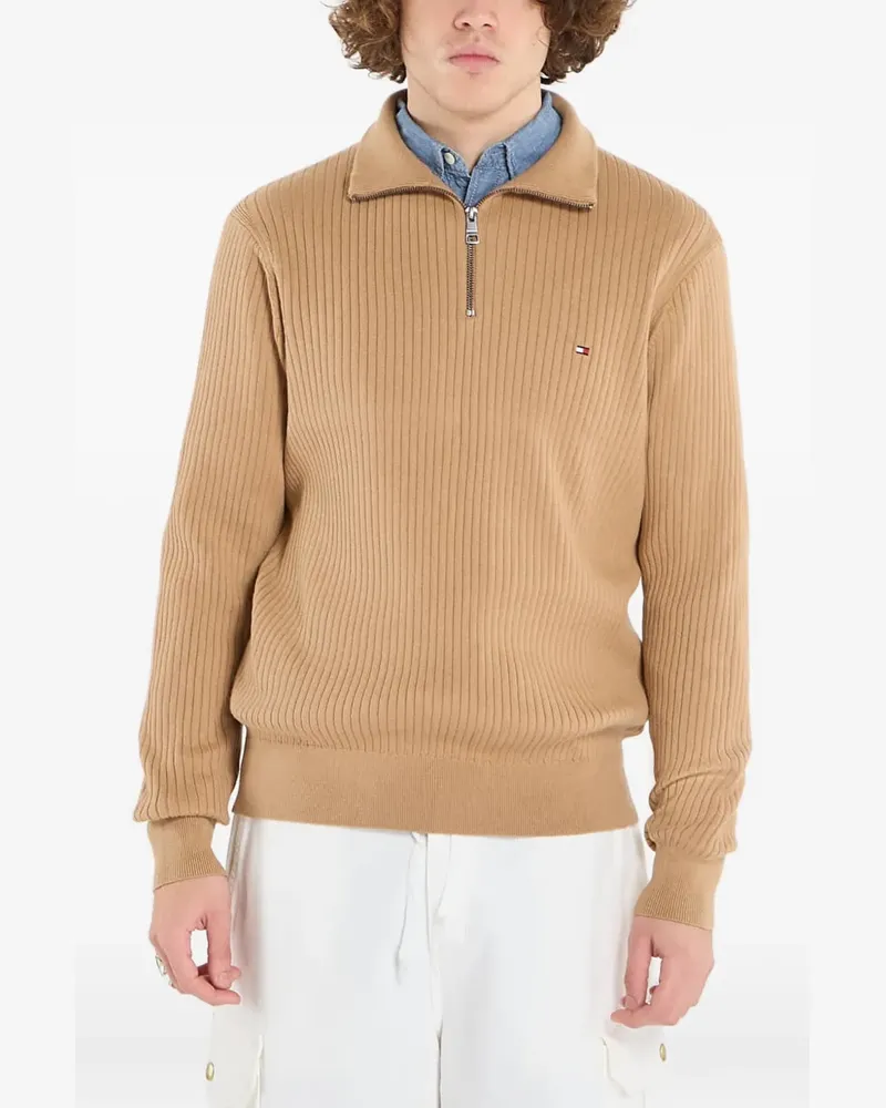 Tommy Hilfiger ribbed-knit quarter-zip sweater - Nude Nude