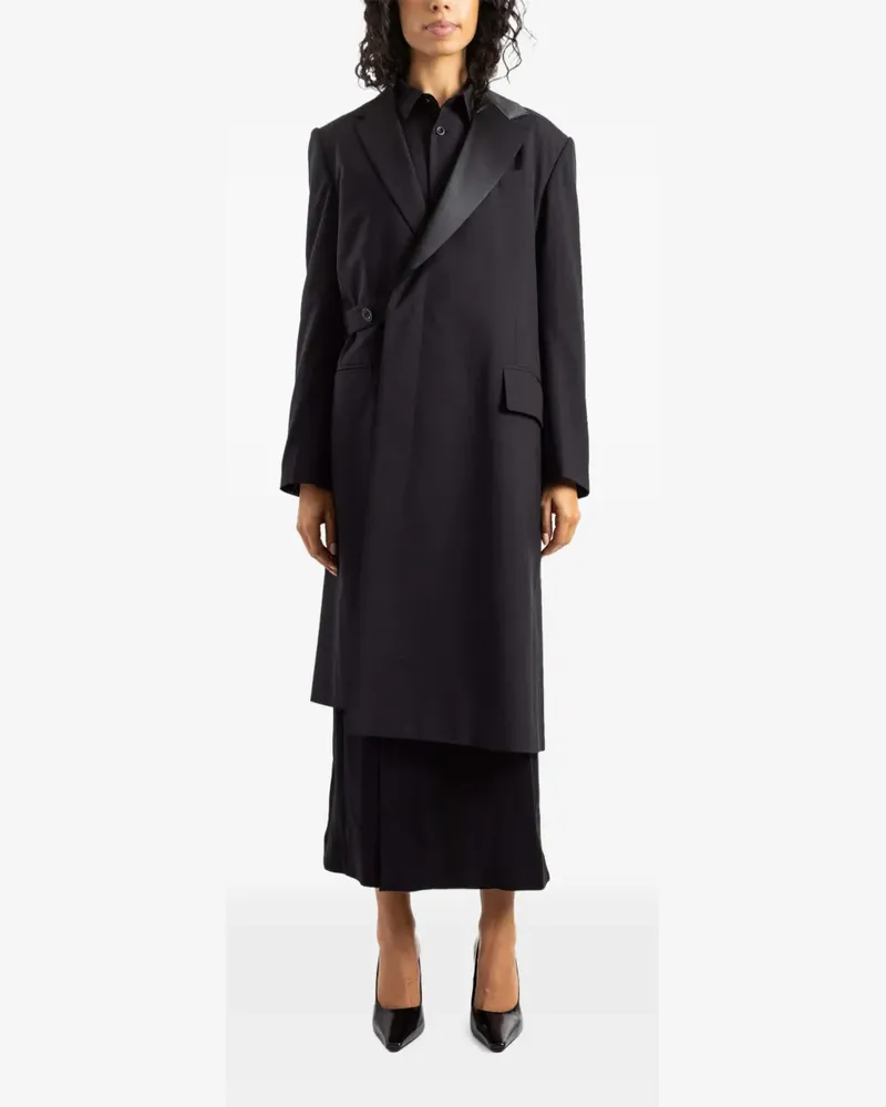 Sacai Mantel mit Satinrevers und Gürtel - Schwarz Schwarz