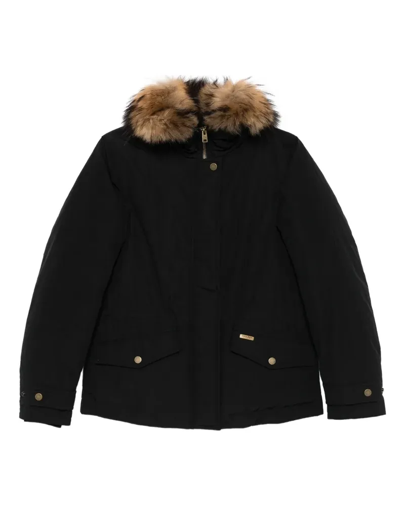 Woolrich Mantel mit Kragen aus Faux Fur - Schwarz Schwarz