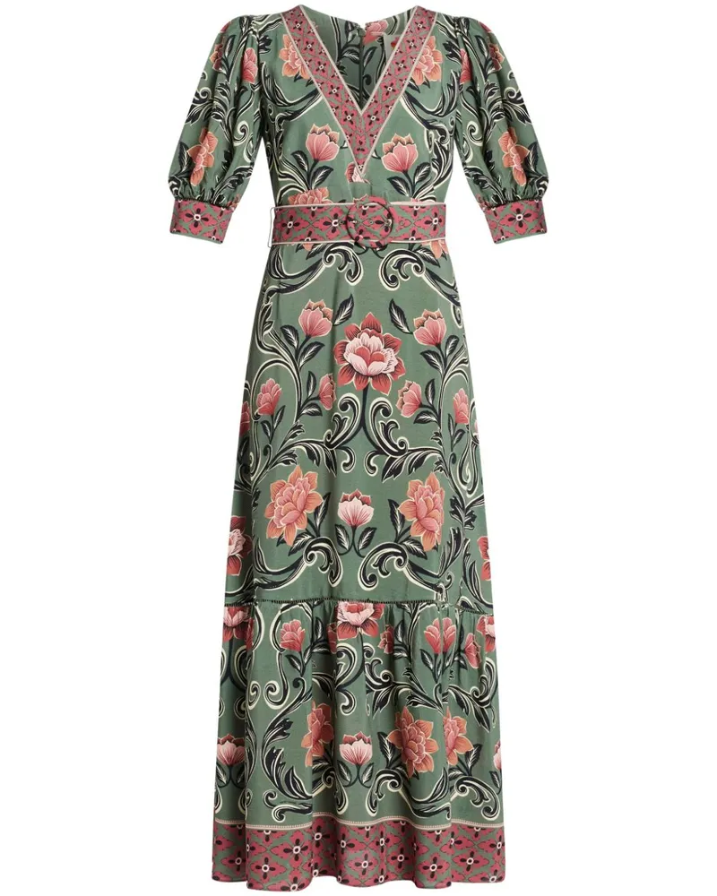 FARM Rio Maxikleid mit Blumen-Print - Grün Grün