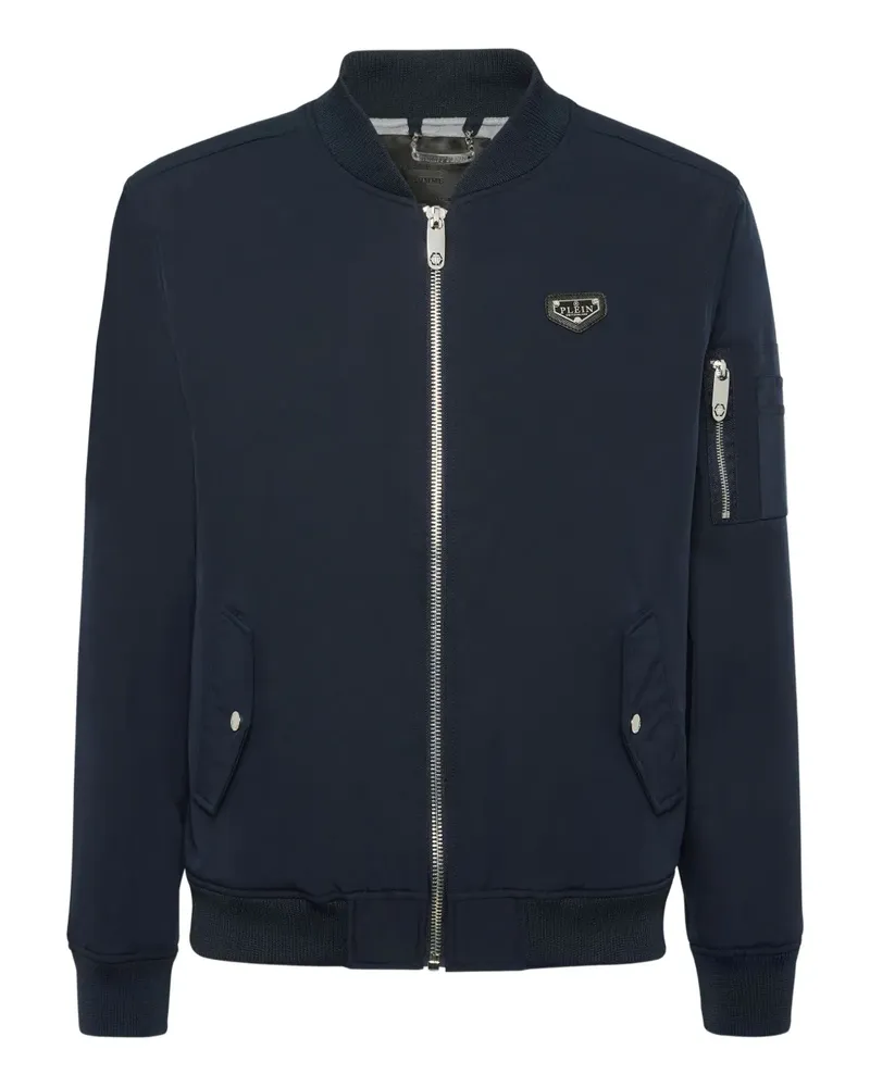 Philipp Plein Bomberjacke mit Logo-Schild - Blau Blau