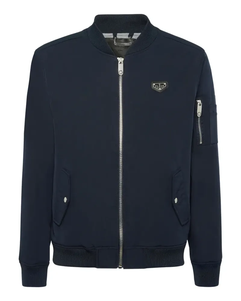 Philipp Plein Bomberjacke mit Logo-Schild - Blau Blau