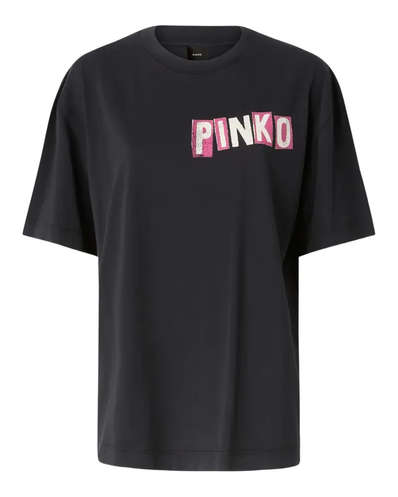 Pinko logo-print swan-graphic T-shirt - Schwarz Schwarz