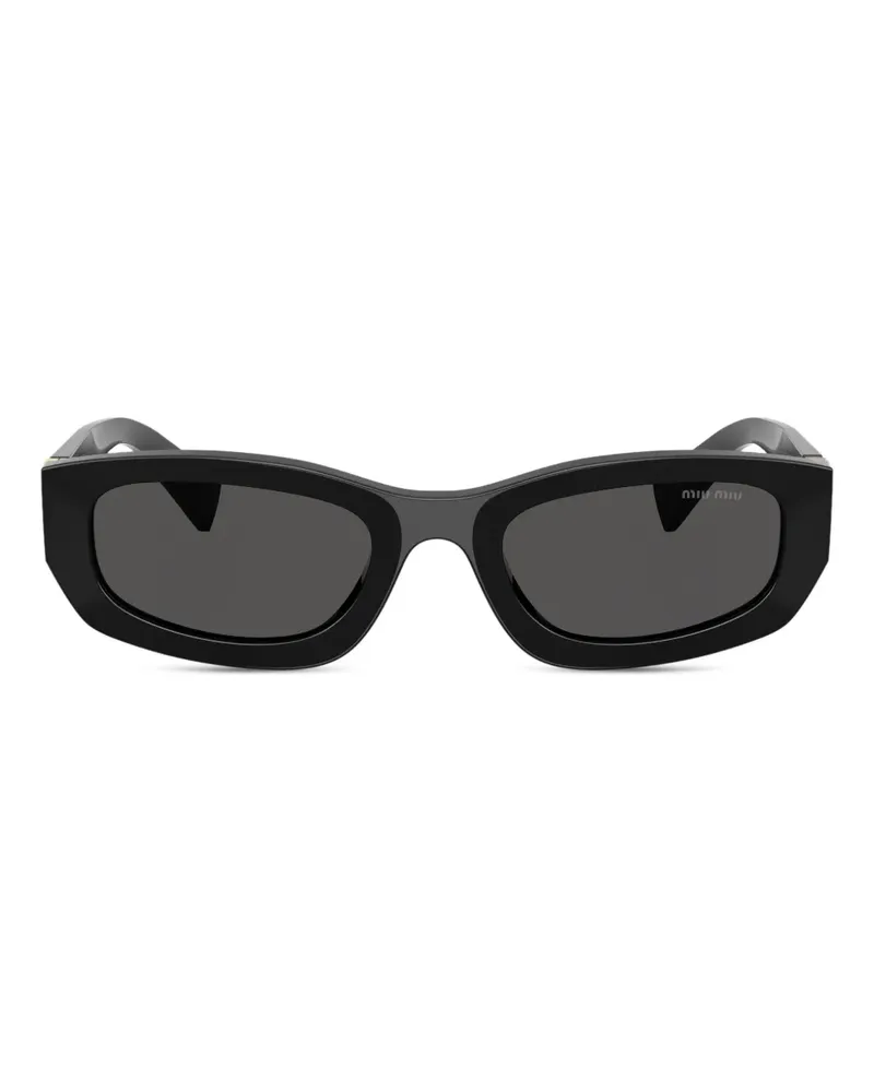 Miu Miu Eckige Sonnenbrille mit Logo-Schild - Schwarz Schwarz