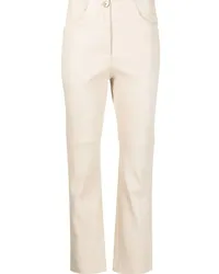 Brunello Cucinelli Cropped-Hose aus Leder Nude