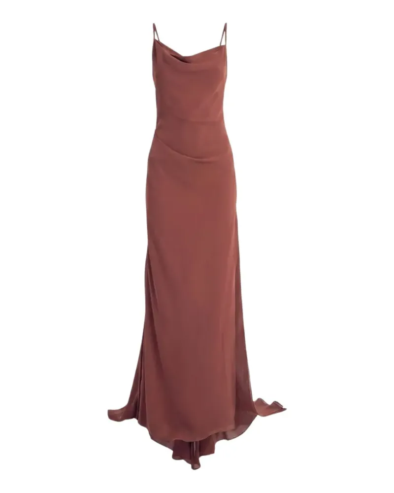Irina Schrotter ruffled cowl-neck maxi dress - Braun Braun