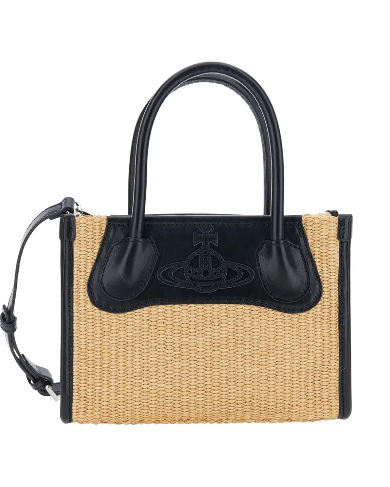 Vivienne Westwood small Troy Orb-motif woven tote bag - Nude Nude