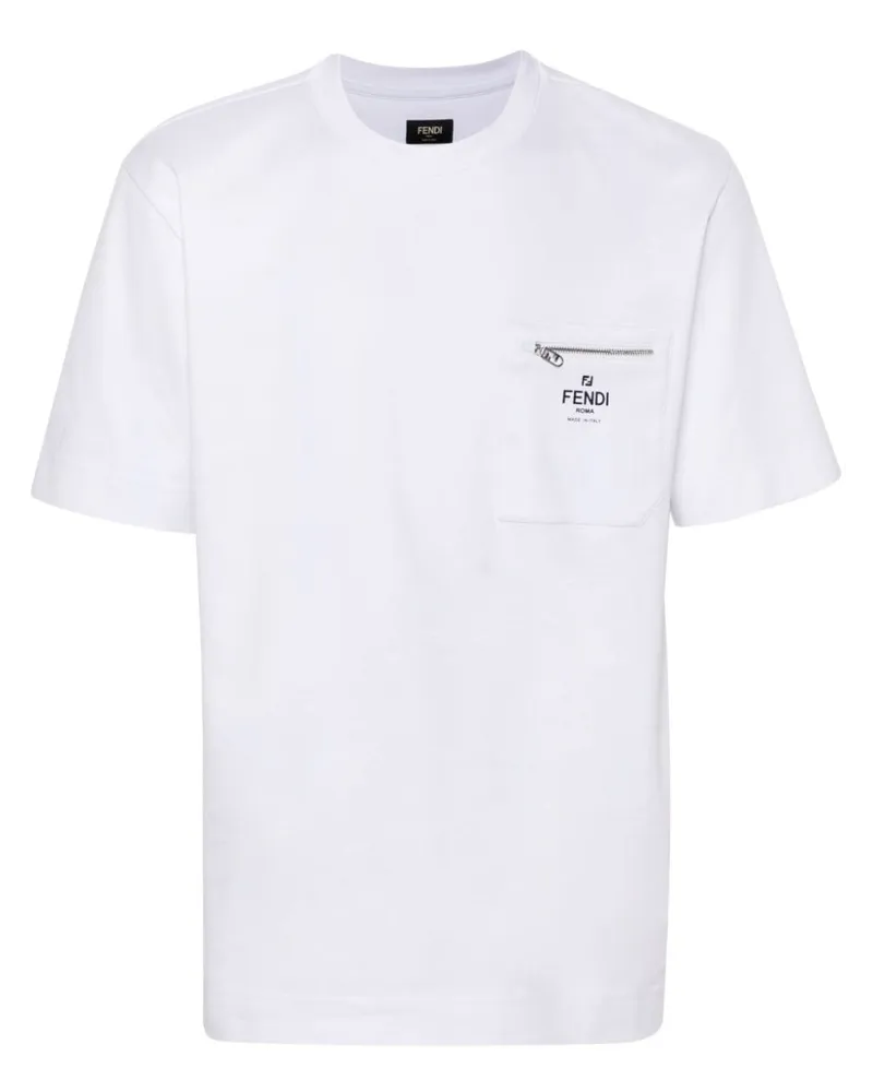 Fendi T-Shirt mit Logo-Print - Weiß Weiß