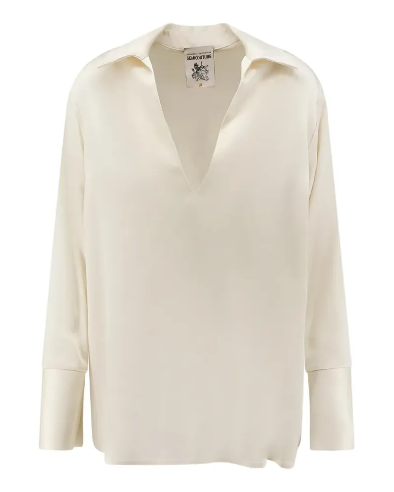 Semicouture V-neck long-sleeve shirt - Nude Nude