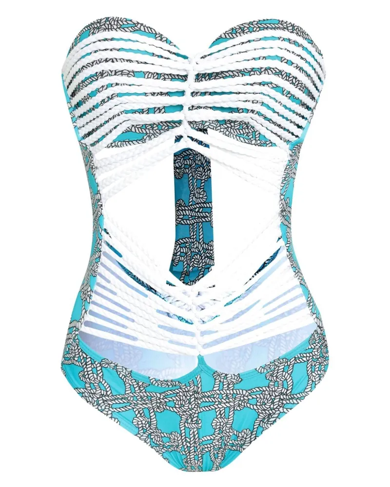 Amir Slama Badeanzug mit Kordeldetail - Blau Blau
