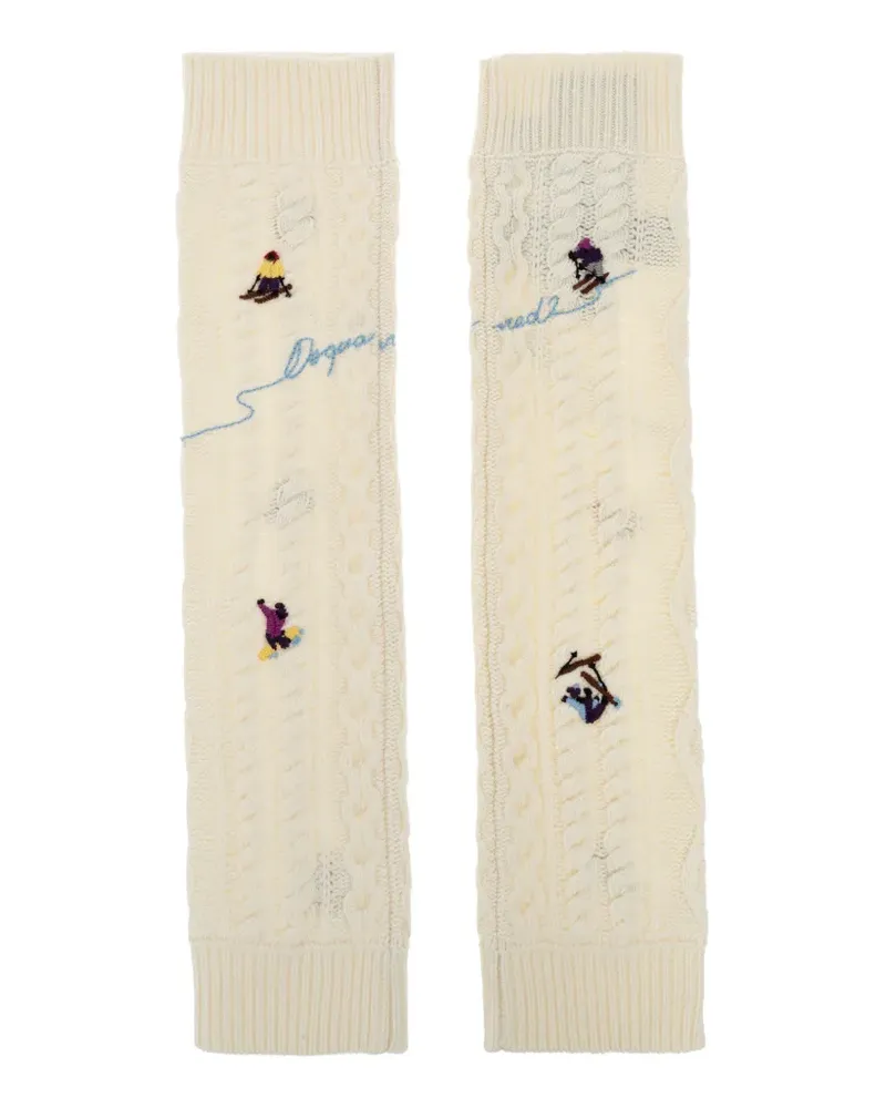 Dsquared2 cable-knit embroidered leg warmers - Nude Nude
