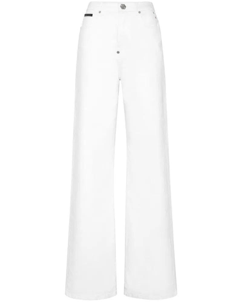 Philipp Plein Palace Jeans mit hohem Bund Weiß