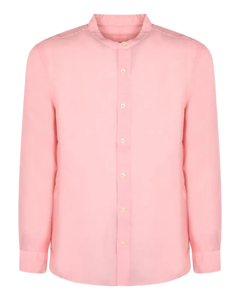 120% Lino band-collar long-sleeve shirt - Rosa Rosa