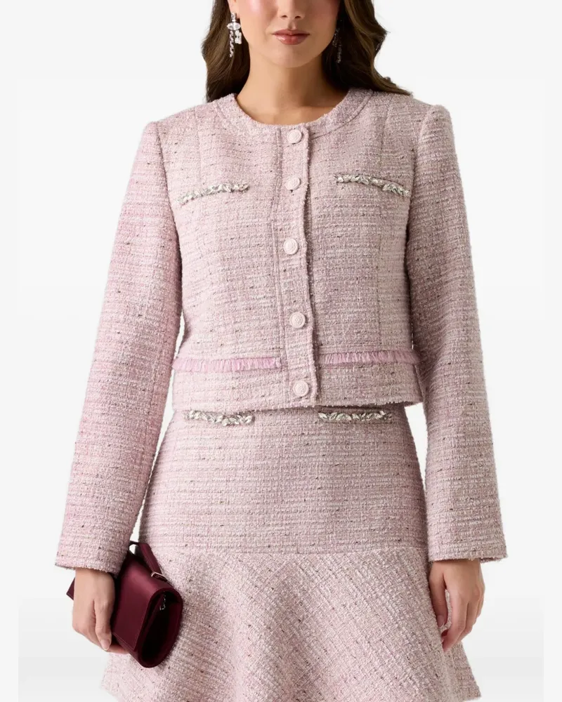 Guess Clotilde crystal-embellished tweed jacket - Rosa Rosa