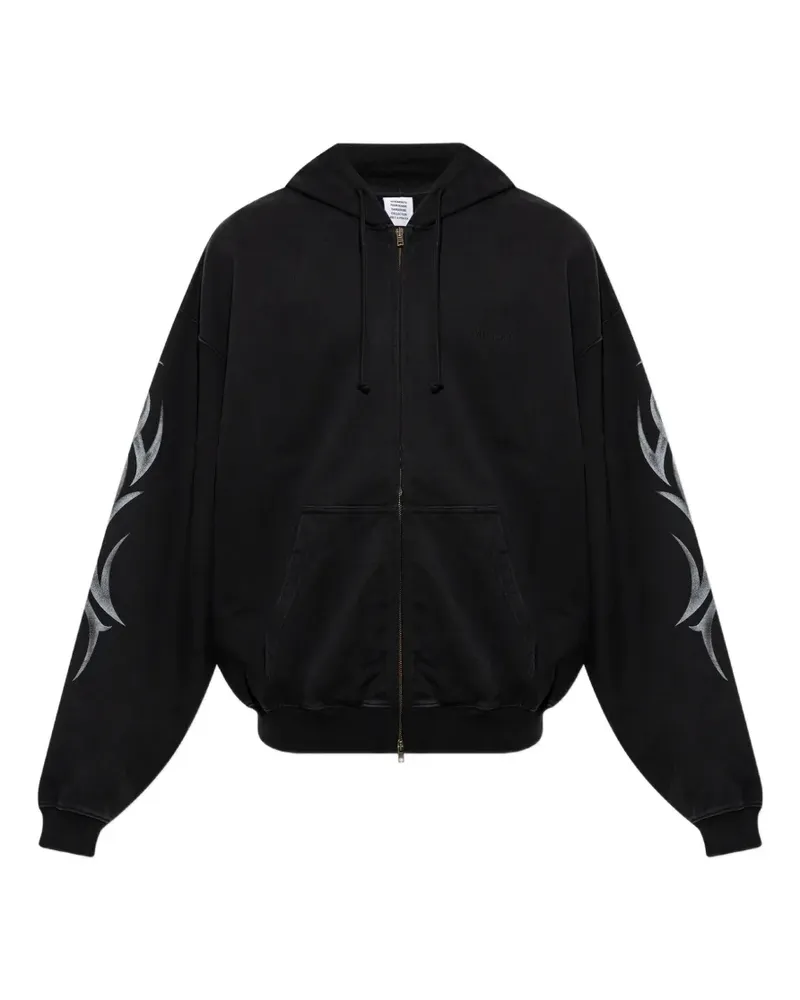 VETEMENTS graphic-print zip-up hoodie - Schwarz Schwarz