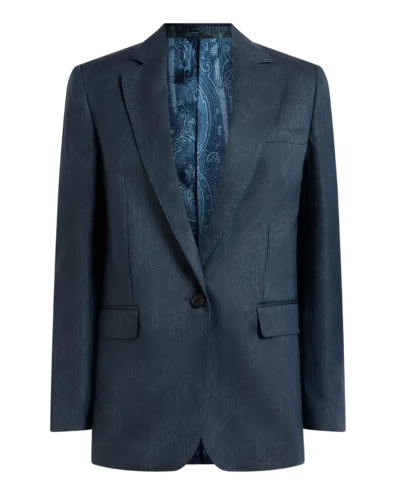 Etro wool jacquard single-breasted jacket with Paisley motif - Blau Blau