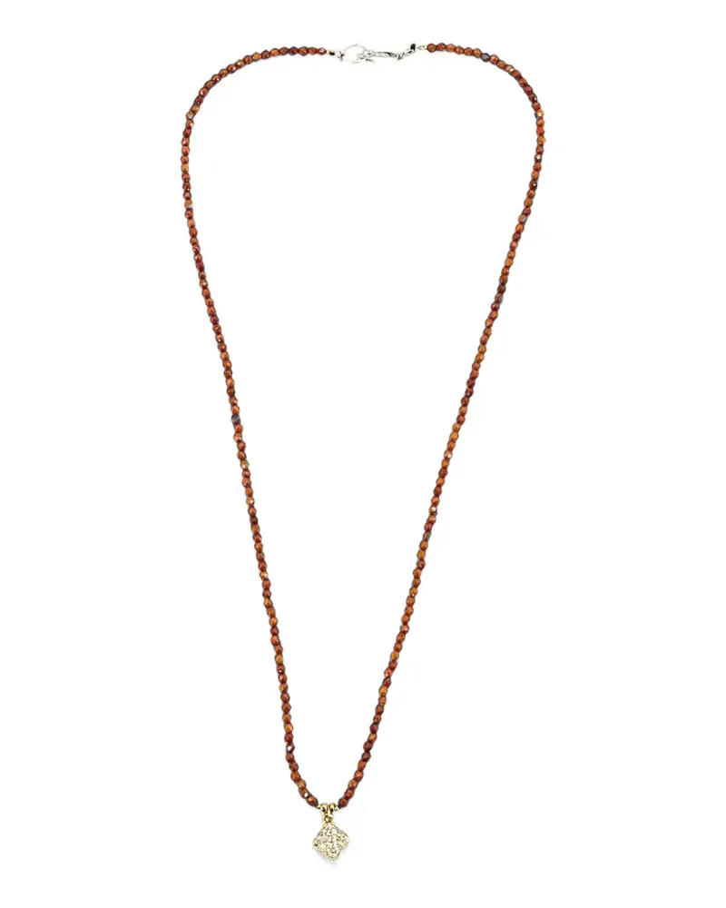 Madison Facettierte Clover Halskette mit Perlen - Orange Orange