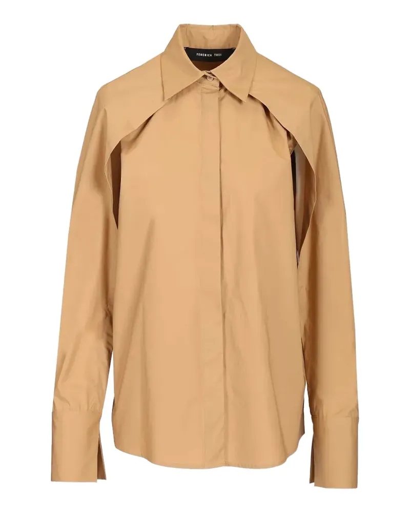 Federica Tosi long-sleeved poplin shirt - Braun Braun