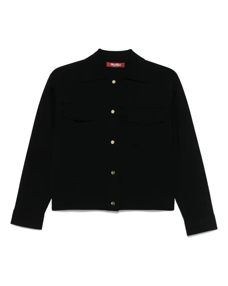 Max Mara Fein gestrickter Cardigan - Schwarz Schwarz